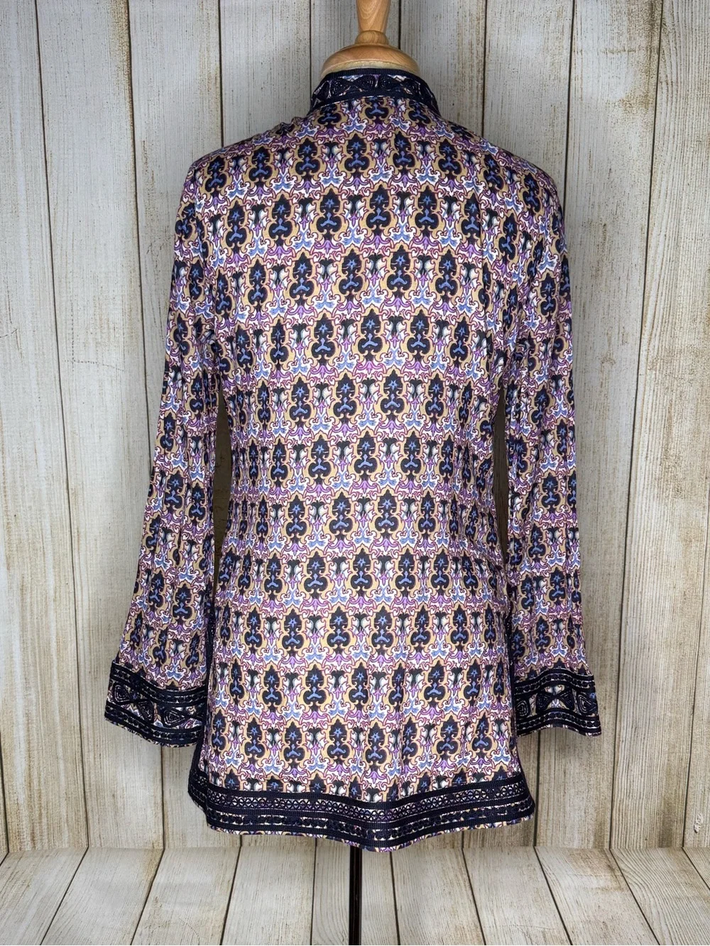 Tory Burch Dynasty Purple Printed Tunic Blouse